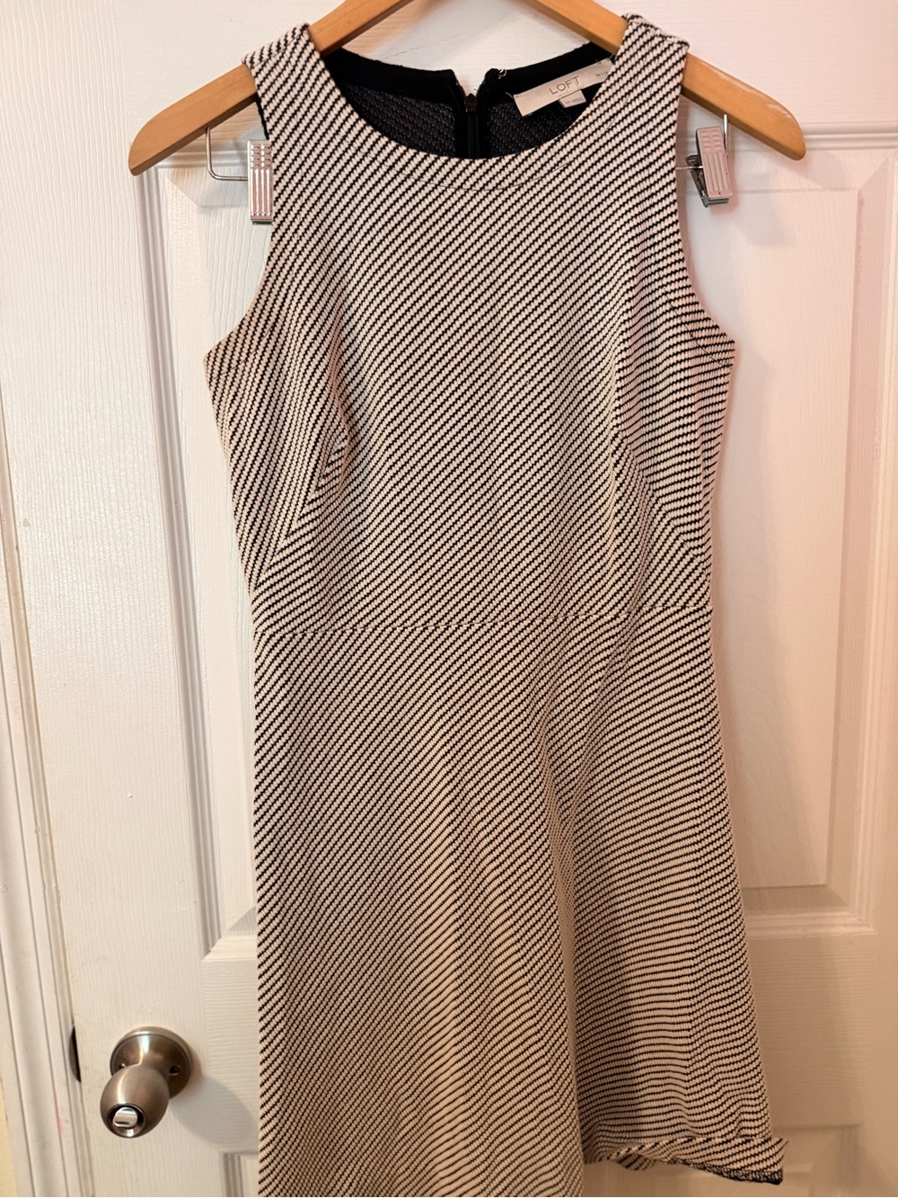 Loft Knee Length Fit And Flare Black And White Checkered Dress Sz 0 Petite